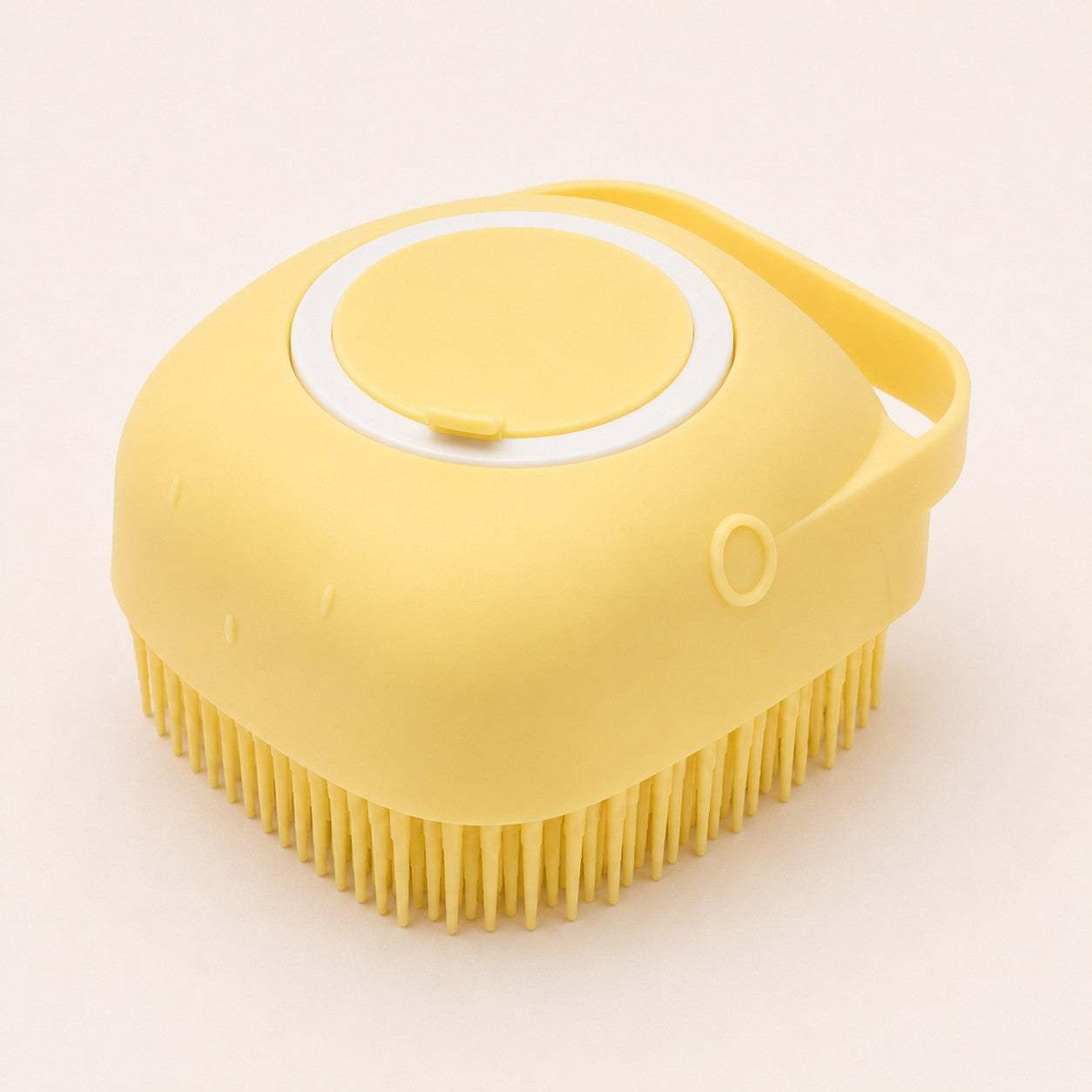 Yellow BubblePaw shampoo dispensing silicone pet bath brush