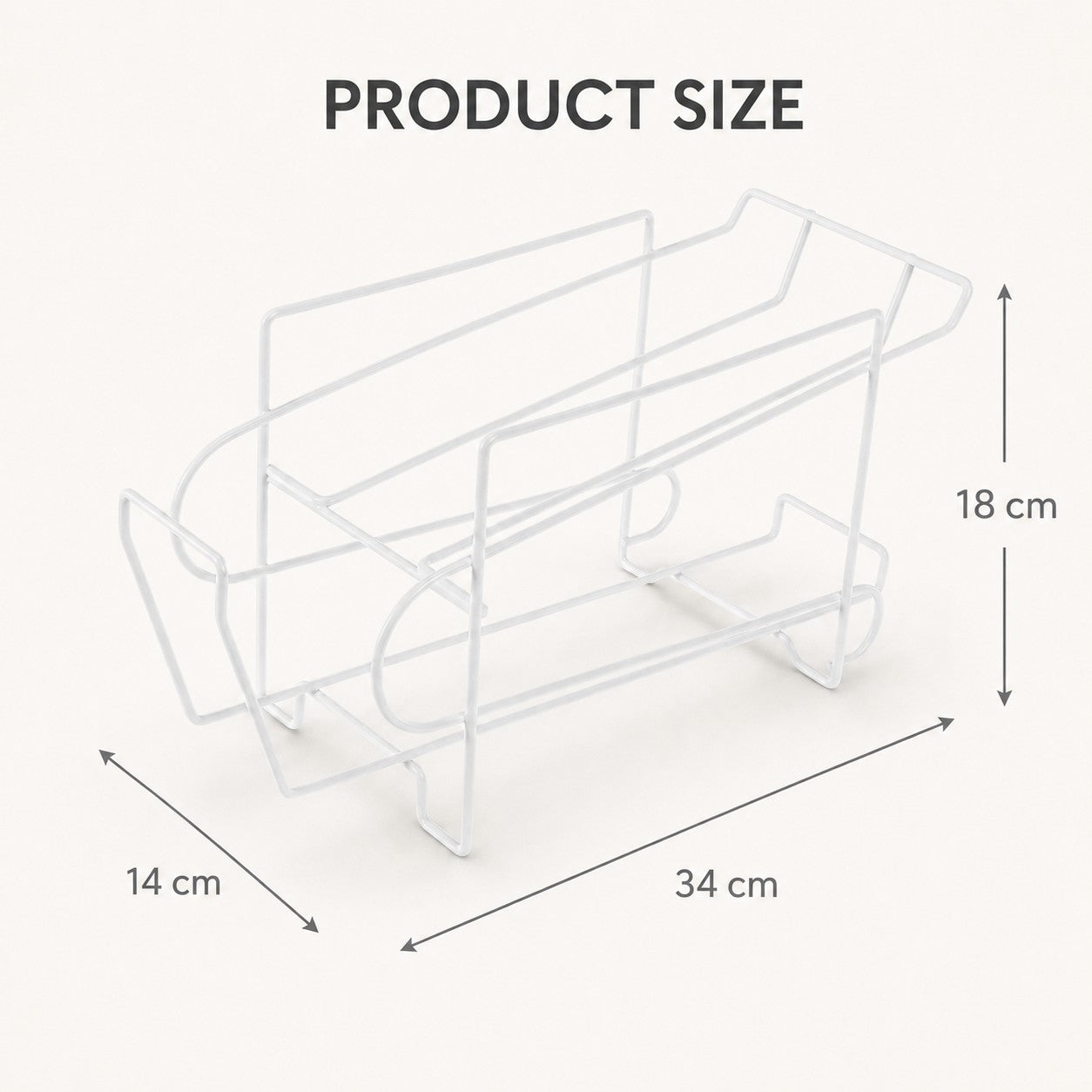 CanRoll white double-layer metal drink can organiser dimensions 34 × 14 × 18 cm