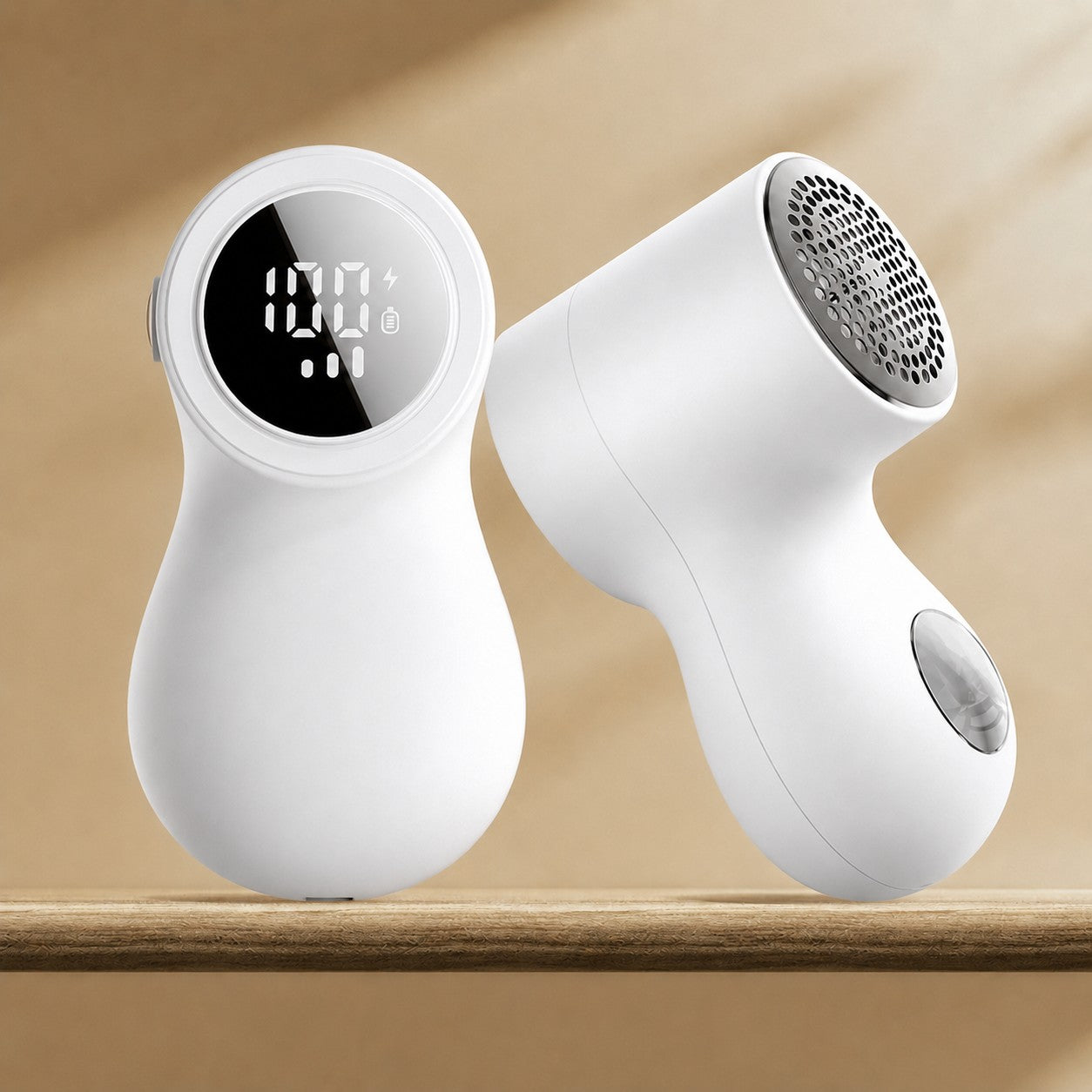 FreshTrim rechargeable fabric shaver with LED display in white