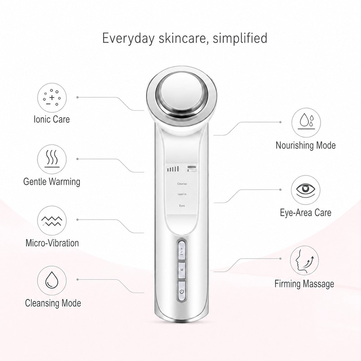 White LumiTouch facial care device with seven everyday skincare features