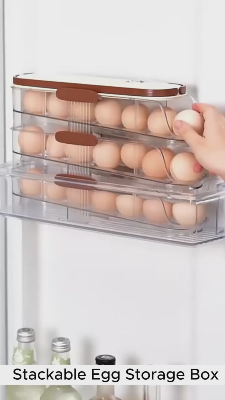 RollFresh™ stackable egg storage box for refrigerator egg organisation in Australia