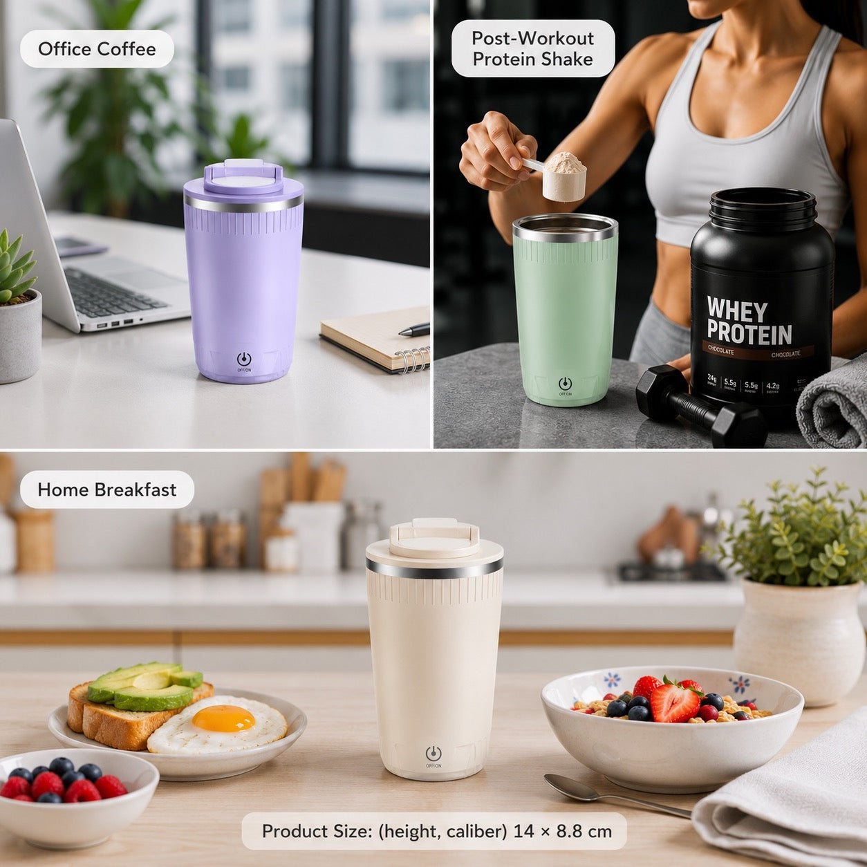 SmartMix rechargeable self-stirring coffee and protein mixer mug