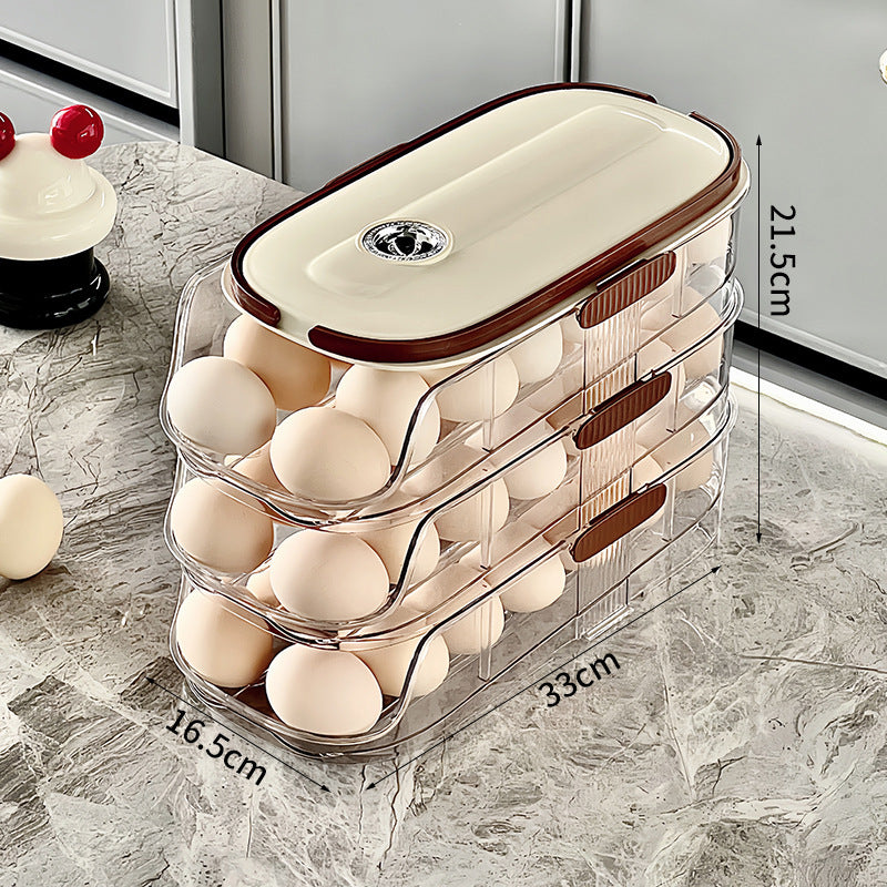 RollFresh™ Double Row Three Layers refrigerator egg holder with stackable design