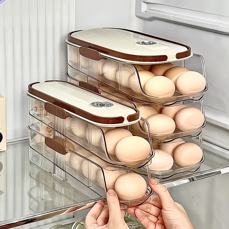 RollFresh™ stackable egg organiser with space-saving refrigerator storage