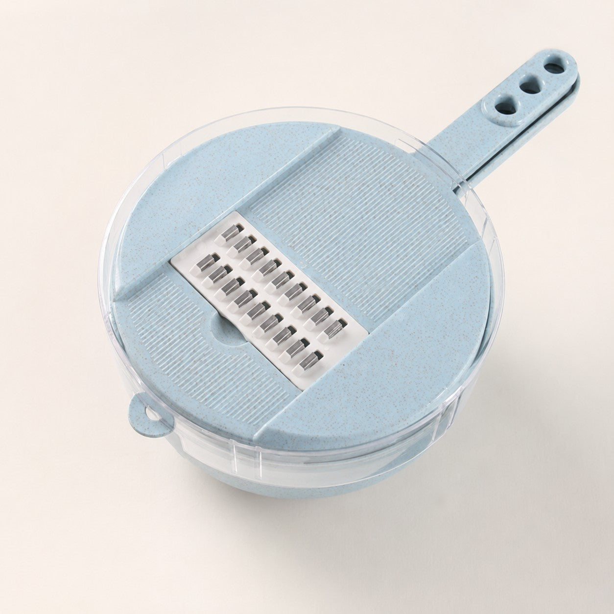SliceMate 8-in-1 blue vegetable slicer and strainer