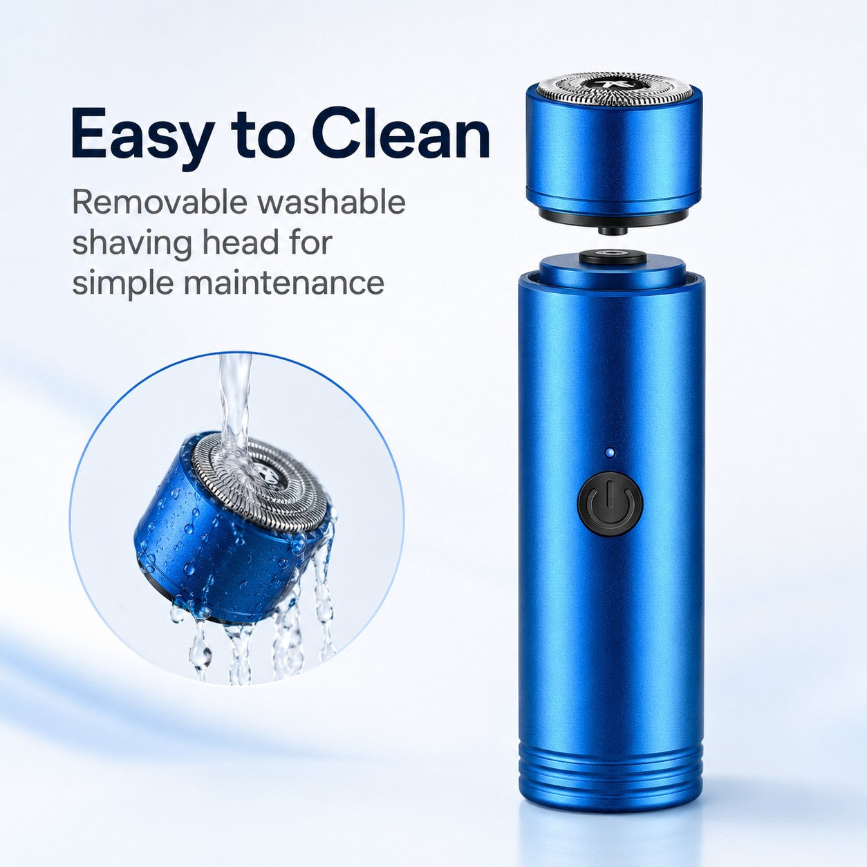 TrimPod shaver with removable washable shaving head