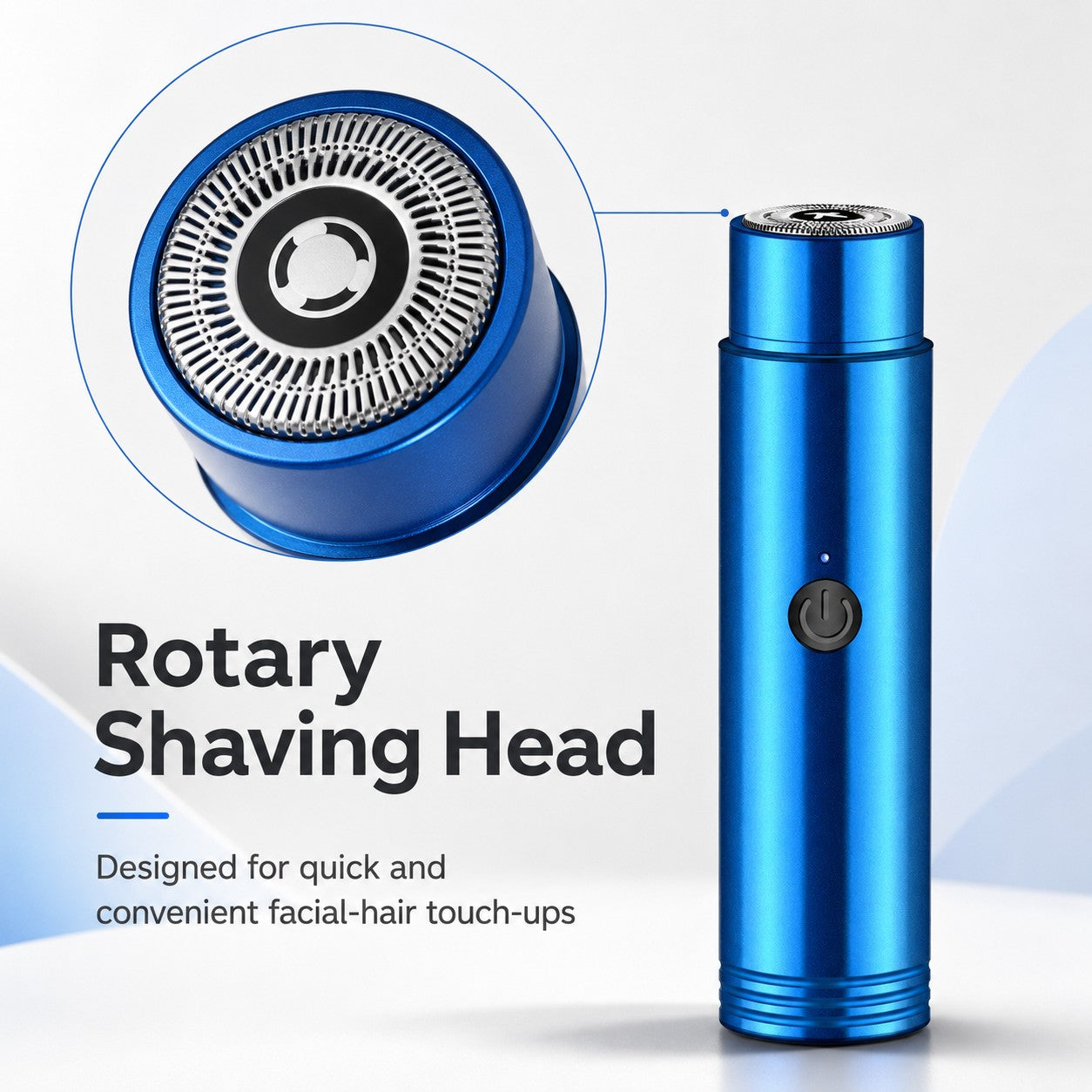 TrimPod electric shaver with single rotary shaving head